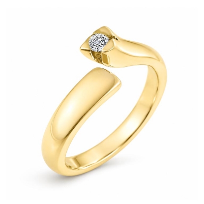 Billede af "Embrace" Ring i 14 kt. m. diamant 0,10 w/vs