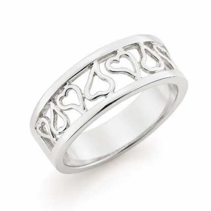 Billede af Ring med hjerter 14 kt. hvg.