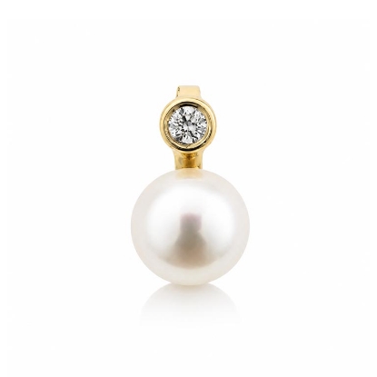 Billede af Vedhæng brillant 0,03 w/vs. og sv. perle 6-6½ mm. 14 kt. 