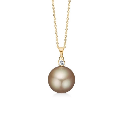 Billede af Mads Z "Chloé Mist" vedhæng 14 kt. guld m. 0,10 ct. brillanter+kulturperle (ekskl. kæde)