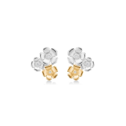 Billede af Mads Z "Fleur" øreringe sølv + 14 kt. guld m. 0,021 w/si ct. brillanter