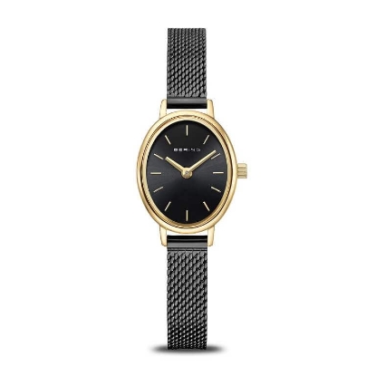 Billede af Bering Classic Oval dameur stål gulddoublé 20mm 3bar
