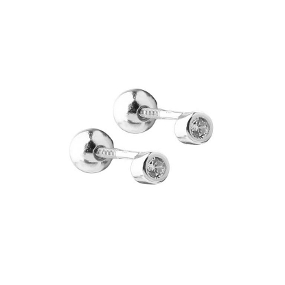 Billede af Aqua Dulce Eila Bezel & Ball øreringe sølv m. cz