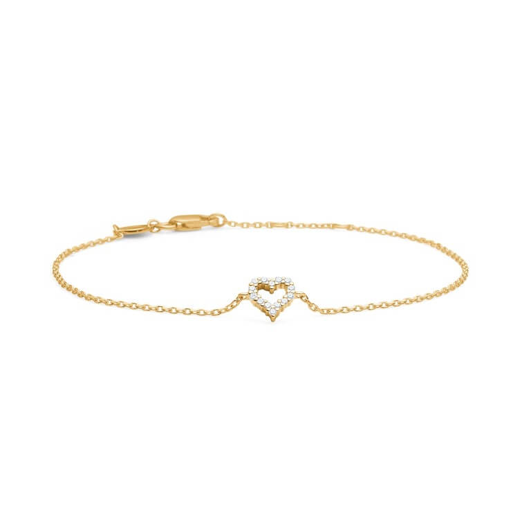 Billede af Mads Z "Tender Heart" armbånd 14 kt. guld m. 0,07 ct. brillant (16+2 cm)