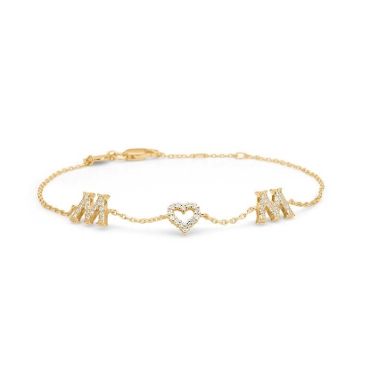 Billede af Mads Z "Wow/Mom" armbånd 14 kt. guld m. 0,17 ct. brillant (16+2 cm)