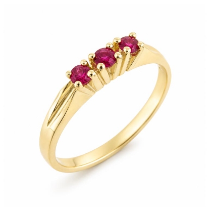 Billede af Ring rk. ring  3* 2½ mm. ægte rubin 14 kt.