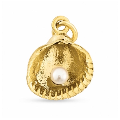 Billede af Vedhæng musling, sv. perle 4½-5 mm. 14 mm. 14 kt.