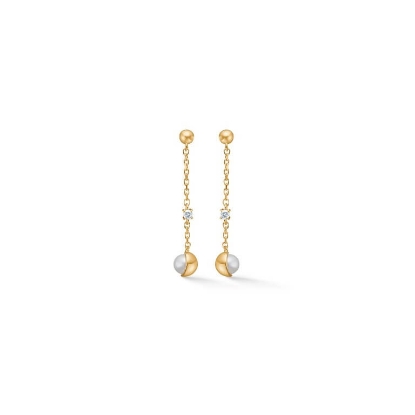 Billede af Mads Z "Moonchild" øreringe 14 kt. guld m. 0,04 ct. brillanter + kulturperler