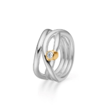 Billede af Mads Z "Astrid" ring sølv + 8 karat guld m. cz (str. 54)