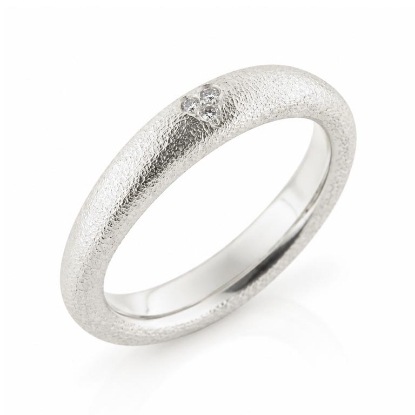 Billede af Ring bølget 3* 0,01 w/vs. fatte i hjertefacon 14 kt. hvg.