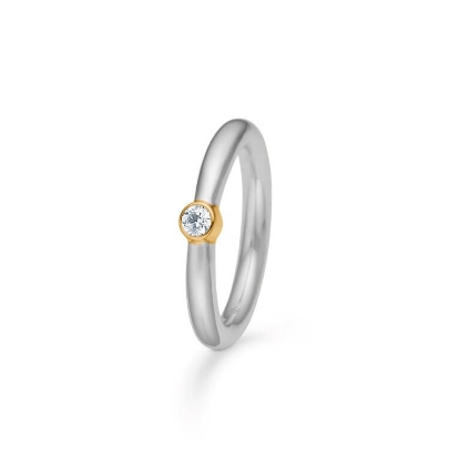 Billede af Mads Z "Vera" ring sølv + 8 kt. guld m. cz (str. 50-60)