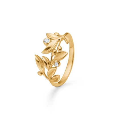 Billede af Mads Z "Olive Love" ring 14 kt. guld m. 0,055 ct. brillanter (str. 50-60)