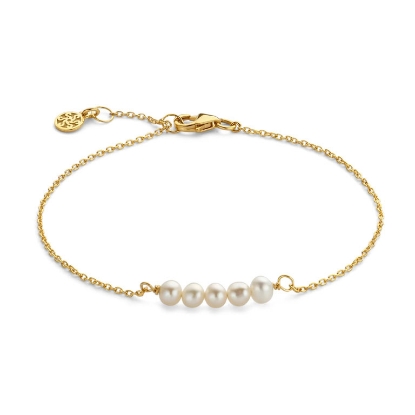 Billede af Spirit Icons Geisha armbånd 14kt. guld m. perler 19 cm