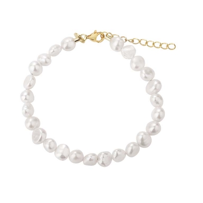 Billede af Aqua Dulce Pearl armbånd forgyldt sølv m. fvp (17 + 3 cm)