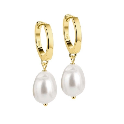 Billede af Aqua Dulce Maren Pearl Small øreringe forgyldt sølv m. fvp