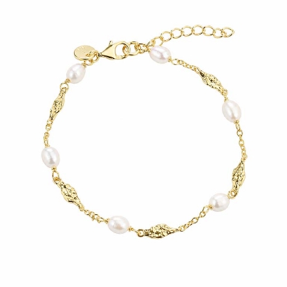 Billede af Aqua Dulce Milena armbånd forgyldt sølv m. perler (17 + 3 cm)