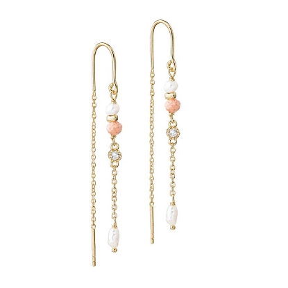 Billede af Aqua Dulce Sunella Simple Earthread øreringe forgyldt sølv m. sunstones