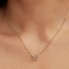 Billede af Pandora Kugler & Pavé Sammenflettede Cirkler halskæde forgyldt metalblanding + sølv m. cz (45 cm)