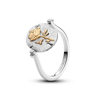 Billede af Pandora Rose Vendbar Medaljon Ring sølv + forgyldt metalblanding m. cz (str. 48-60)