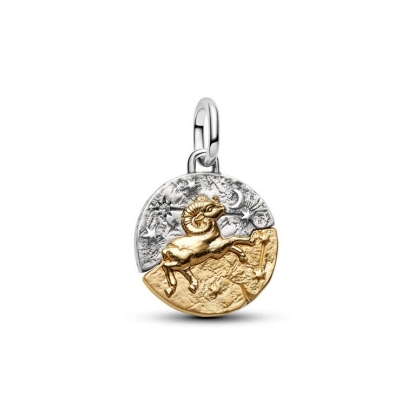 Billede af Pandora Vædderen Stjernetegn Medaljoncharm sølv/forgyldt metalblanding m. cz (Aries)