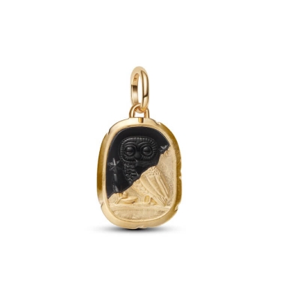 Billede af Pandora Ugle Medaljoncharm forgyldt metalblanding m. cz