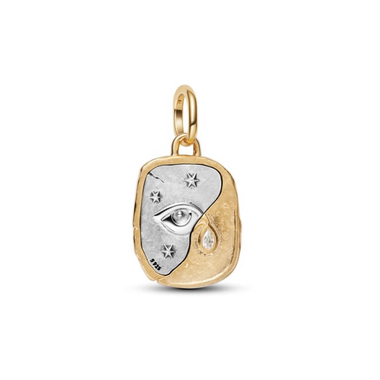 Billede af Pandora Øje Medaljoncharm sølv/forgyldt metalblanding m. cz