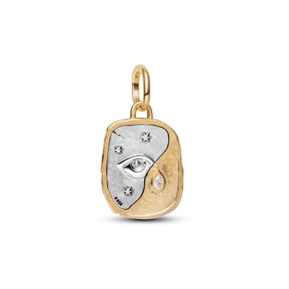 Billede af Pandora Øje Medaljoncharm sølv/forgyldt metalblanding m. cz