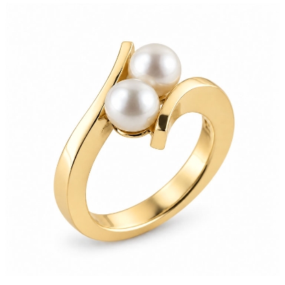 Billede af Ring m/ 2 K.P. 5½-6 mm 14 kt