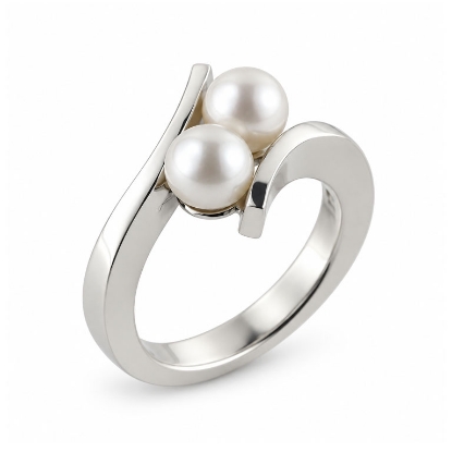 Billede af Ring med 2 sv. kulturperler 5½-6 mm 925s