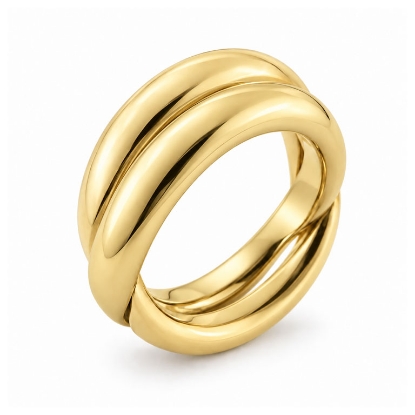 Billede af Ring dobbelt begge i gult guld 14 kt.