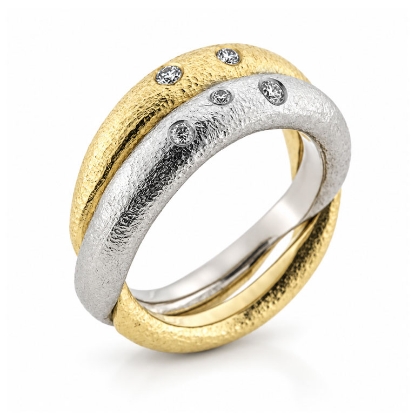 Billede af Dobbelt ring i 14 kt. guld og hvidguld m. brillanter