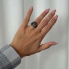 Billede af By Birdie Kepler ring sort rhodineret sølv m.14kt, keshi perler og m. ialt 0,10 ct brillant str. 57