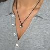 Billede af By Birdie Urban Leaf Drop Pearl vedhæng sort rhodineret sølv m.14kt. guld + perle
