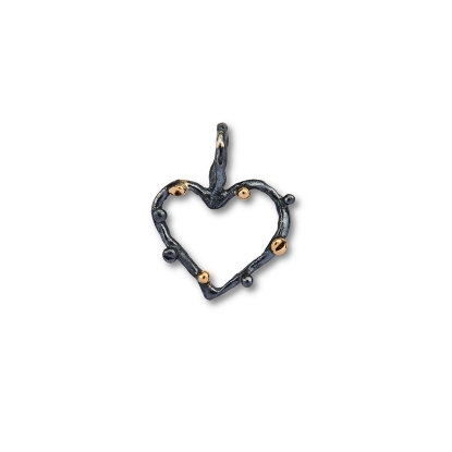 Billede af By Birdie Grace Heart vedhæng sølv med 14kt guld