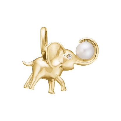 Billede af By Birdie Hannibal Gold vedhæng 14 kt. guld m. 0,02ct. brillant + ferskvandsperle