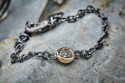 Billede af By Birdie Orion Topka armbånd sølv med 14kt guld plader med 0,65 ct diamanter