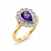 Billede af Rosetring dråbe ametyst 0,83ct, 13 brillanter a 0,04 w/vs. 14 kt. guld, top 14kt hvg