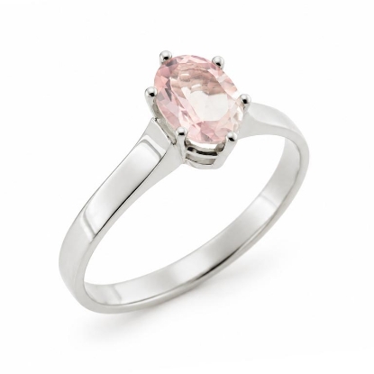 Billede af Ring "Glory" m. ægte rosakvarts 14 karat hvidguld