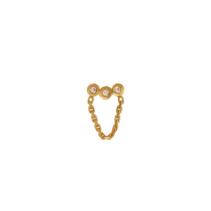 Billede af STINE A Three Dots with Mini Chain ørering forgyldt sølv m. cz (1 stk.)
