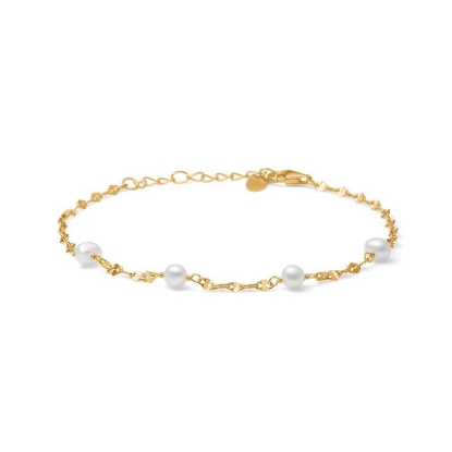 Billede af Studio Z "Aurelia Pearl" armbånd forgyldt sølv m. fvp (18+3 cm)
