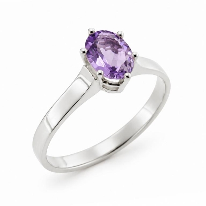 Billede af Ring "Glory" m. ægte ametyst 14 karat hvidguld