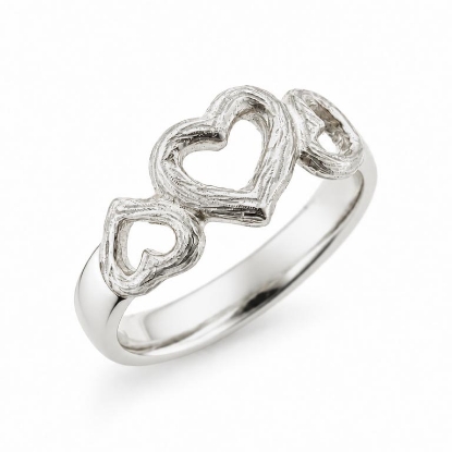 Billede af Ring "Hjertetrio" (hjertering) m. skinne sølv