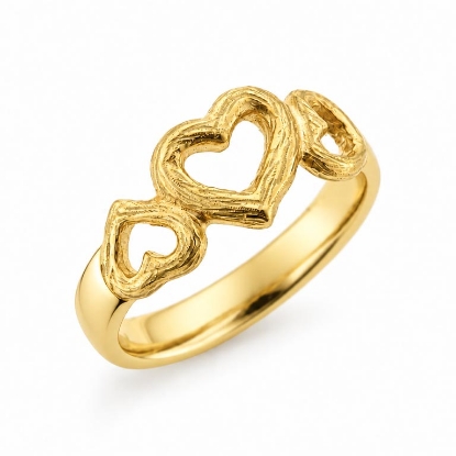 Billede af Ring "Hjertetrio" (hjertering) m. skinne forgyldt sølv