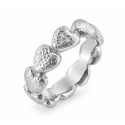 Billede af Ring hjerter brillanter 3*0,01 w/vs fattet som hjerte. 14 kt. hvg. (hjertering)