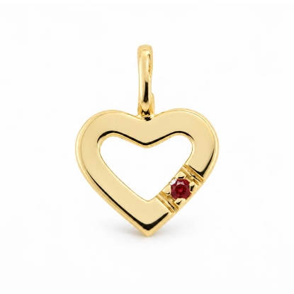 Billede af Vedhæng hjerte, rubin 0,03 ct. 14 kt. 