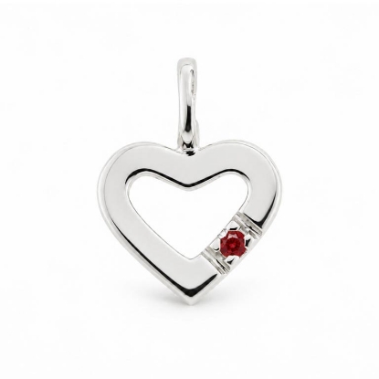 Billede af Vedhæng hjerte, rubin 0,03 ct. 14 kt. hvg.