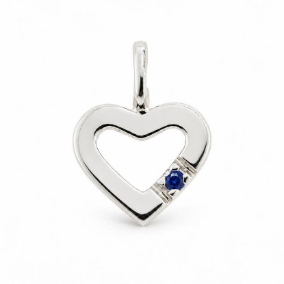 Billede af Vedhæng hjerte, safir 0,03 ct. 14 kt. hvg.