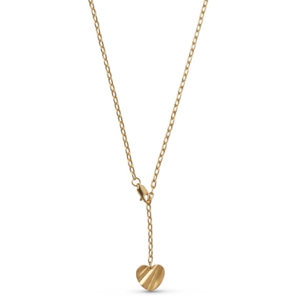 Billede af ENAMEL Copenhagen Wave Heart halskæde forgyldt messing (47 cm)
