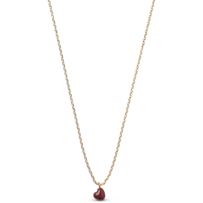 Billede af ENAMEL Copenhagen Grand Amore Bordeaux halskæde forgyldt messing (45+5 cm)