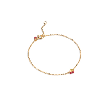 Billede af ENAMEL Copenhagen Cherry Red armbånd forgyldt messing (15,5+2 cm)